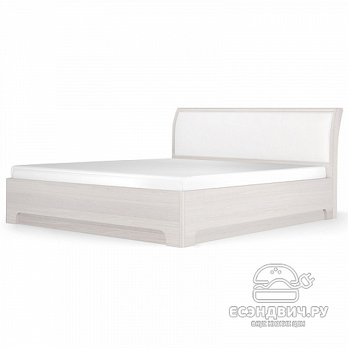 Кровать 1400 с подъемн.мех. plus "Марго" (Ясень анкор светлый/Экокожа polo белая) -Kr/PrmN