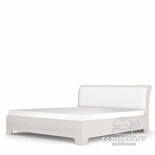 Кровать 1600 с ортопед.осн.  plus "Марго" (Ясень анкор светлый/Экокожа polo белая) -Kr/PrmN