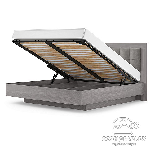 Кровать 1600 с подъемн.мех. L "Марго" (Лиственница темная/Экокожа дила) -Kr/PrmN