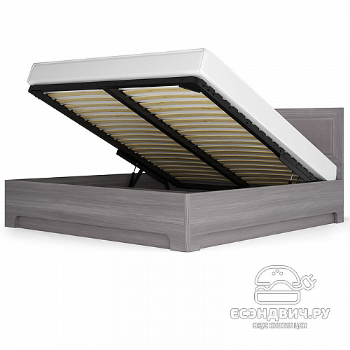 Кровать 1600 с подъемн.мех. "Марго" (Лиственница темная/Экокожа дила) -Kr/PrmN