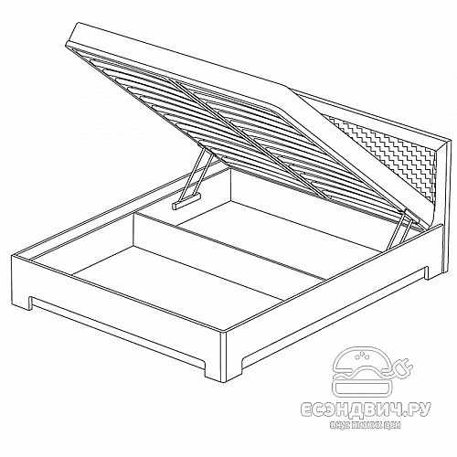 Кровать 1600 с подъемн.мех. "Марго" (Лиственница темная/Экокожа дила) -Kr/PrmN
