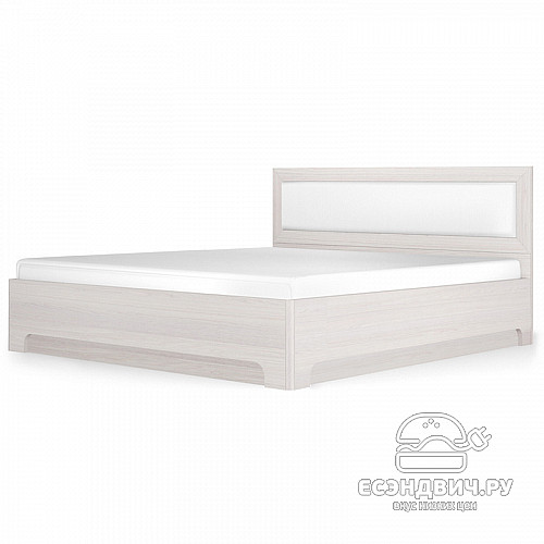Кровать 1600 с подъемн.мех. "Марго" (Ясень анкор светлый/Экокожа polo белая) -Kr/PrmN