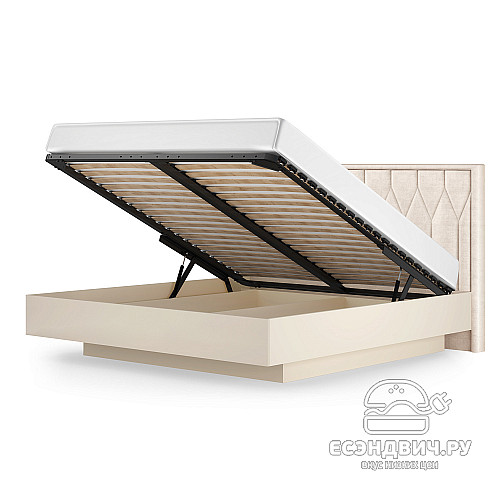 Кровать 1800 с подъемн.мех. D "Маргарет" (Сатин/Велюр  Catania ivory) -Kr/Kpr