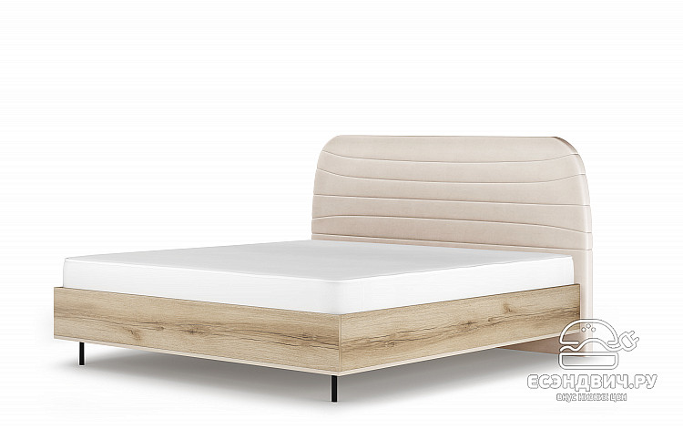 Кровать 1800 с подъемн.мех. "Эдвин" (Дуб Каньон/Велюр Catania ivory) -Kr/Ts