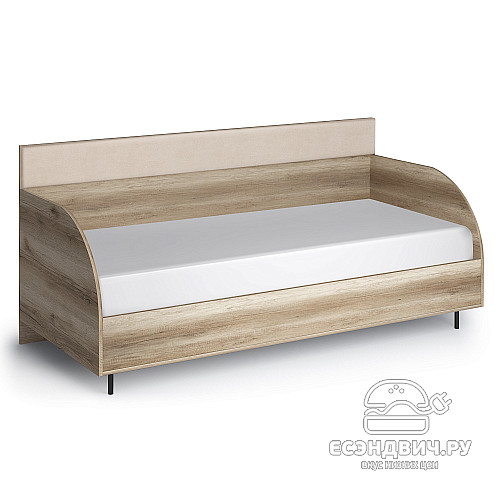 Кровать 900 с ортопед.осн.  plus "Эдвин" (Дуб Каньон/Велюр Catania ivory) -Kr/Ts