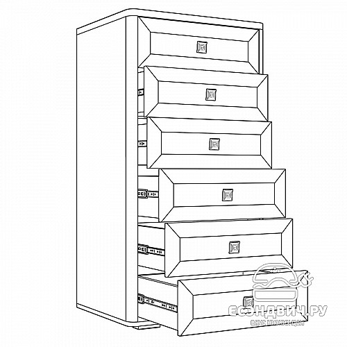 Комод H "Марго" (Лиственница темная/Экокожа дила) -Kr/PrmN