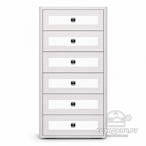 Комод H "Марго" (Ясень анкор светлый/Экокожа polo белая) -Kr/PrmN