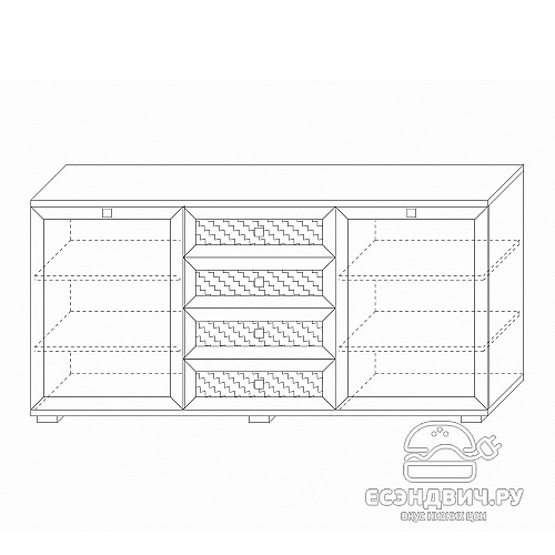 Комод L "Марго" (Лиственница темная/Экокожа дила) -Kr/PrmN