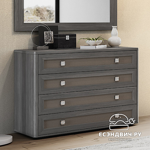 Комод "Марго" (Лиственница темная/Экокожа дила) -Kr/PrmN