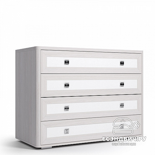 Комод "Марго" (Ясень анкор светлый/Экокожа polo белая) -Kr/PrmN