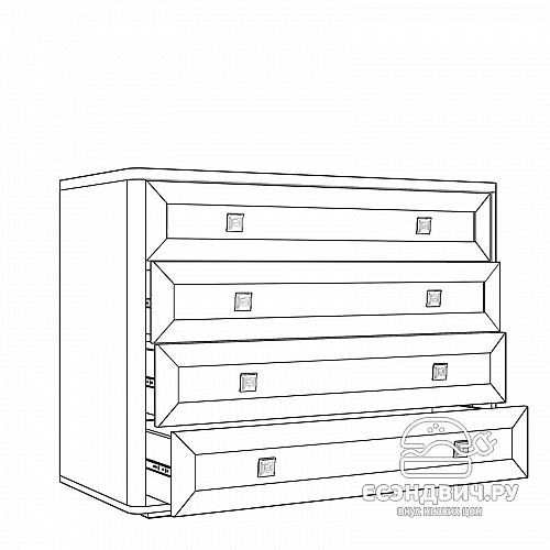 Комод "Марго" (Ясень анкор светлый/Экокожа polo белая) -Kr/PrmN