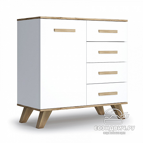 Комод "Сканди" (МДФ)  (Белый/Дуб Каньон/Глянец белый) -Kr/Scnd/K900
