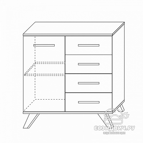 Комод "Сканди" (МДФ)  (Белый/Дуб Каньон/Глянец белый) -Kr/Scnd/K900