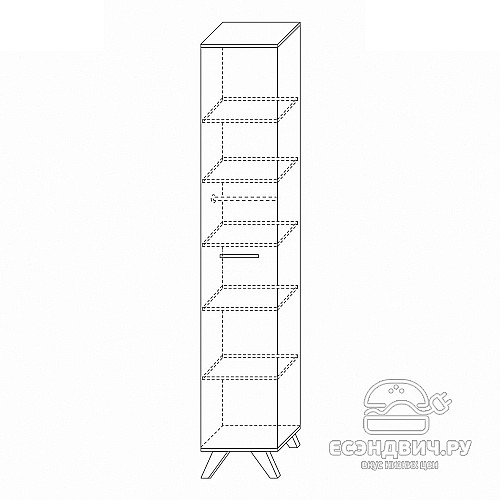 Пенал 0,4 S "Сканди" (МДФ)  (Белый/Дуб Каньон/Глянец белый) -Kr/Scnd/S