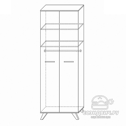 Шкаф 0,8 S "Сканди" (МДФ)  (Белый/Дуб Каньон/Глянец белый) -Kr/Scnd/S