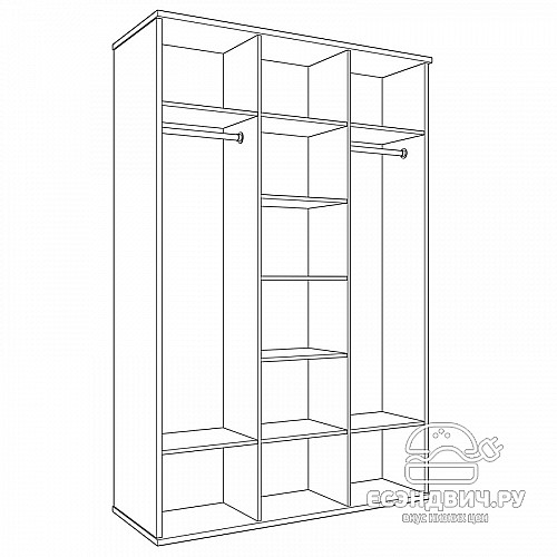 Шкаф 3х дверн. 1,45 trio "Марго" (Ясень анкор светлый/Зеркало) -Kr/PrmN