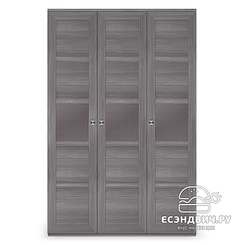 Шкаф 3х дверн. 1,45 "Марго" (Лиственница темная/Экокожа дила) -Kr/PrmN