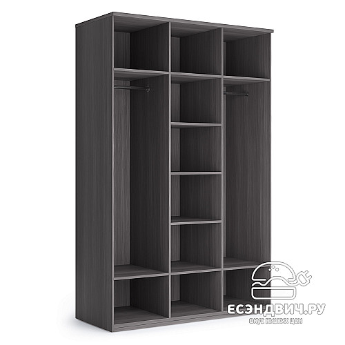 Шкаф 3х дверн. 1,45 "Марго" (Лиственница темная/Экокожа дила) -Kr/PrmN