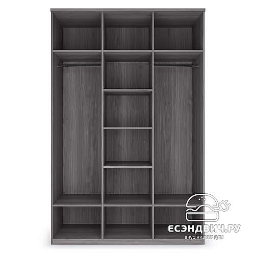 Шкаф 3х дверн. 1,45 "Марго" (Лиственница темная/Экокожа дила) -Kr/PrmN