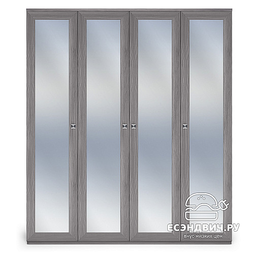 Шкаф 4х дверн. 1,9 "Марго" (Лиственница темная/Зеркало) -Kr/PrmN