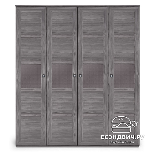 Шкаф 4х дверн. 1,9 "Марго" (Лиственница темная/Экокожа дила) -Kr/PrmN