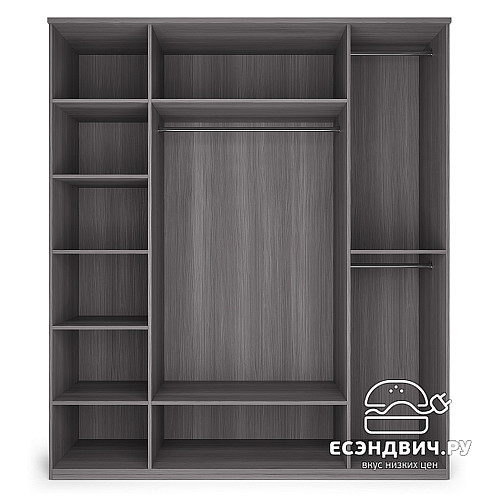 Шкаф 4х дверн. 1,9 "Марго" (Лиственница темная/Экокожа дила/Зеркало) -Kr/PrmN