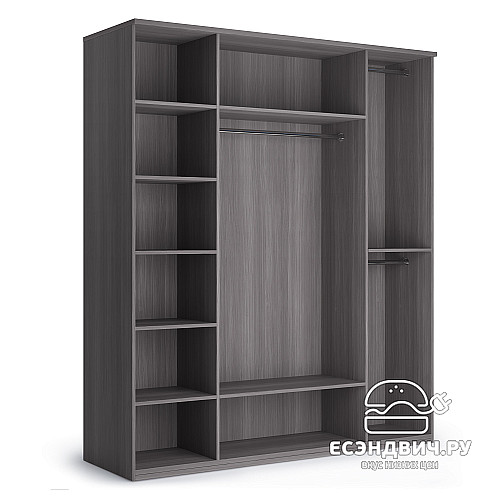 Шкаф 4х дверн. 1,9 "Марго" (Лиственница темная/Экокожа дила/Зеркало) -Kr/PrmN