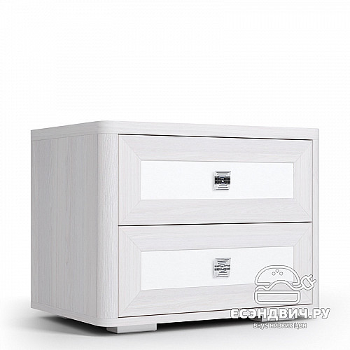 Спальный гарнитур 4 предм. "Марго" (Ясень анкор светлый/Экокожа Polo белая/Зеркало) -Kr/PrmN