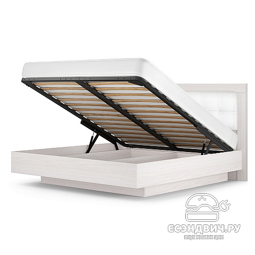 Спальный гарнитур 4 предм. "Марго" (Ясень анкор светлый/Экокожа Polo белая/Зеркало) -Kr/PrmN