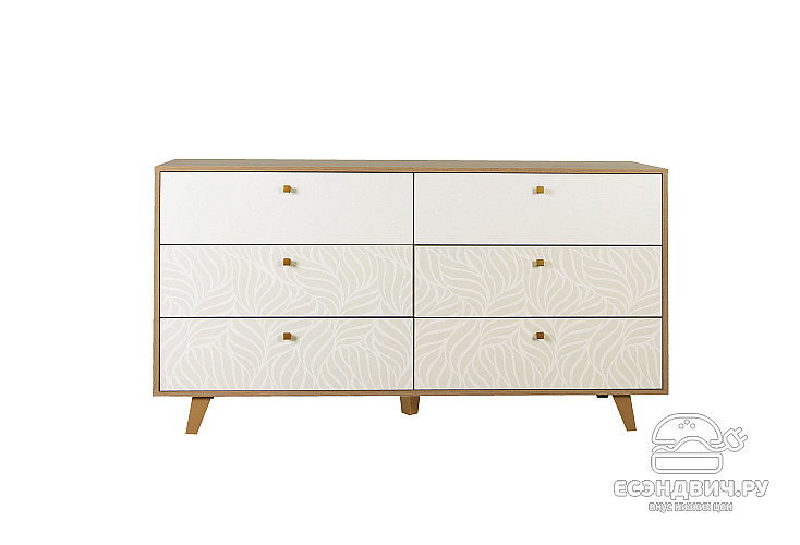 Комод 1,6/0,9/0,5 "Арабеск" (Дуб сонома/Белый с рис.) /Olm/Aj56.02-01