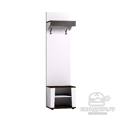 Прихожая 0,56 "Ноэль" (Белый/Орех шоколадный)Gl/Nrv74