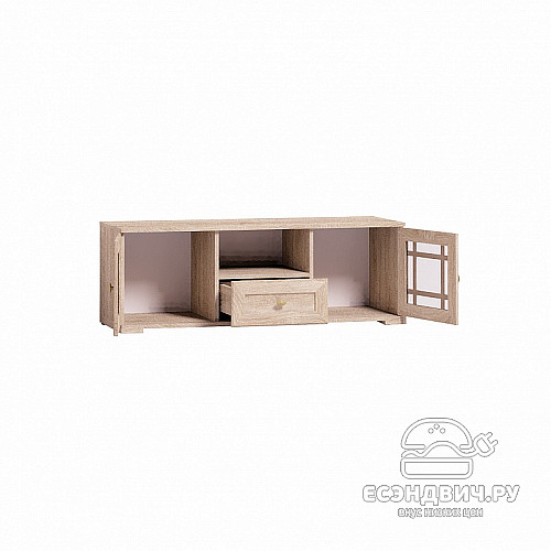 Тумба ТВ S 120*42*40 "Шерлок" (Дуб сонома/Тонир.стекло)Gl/Sh3