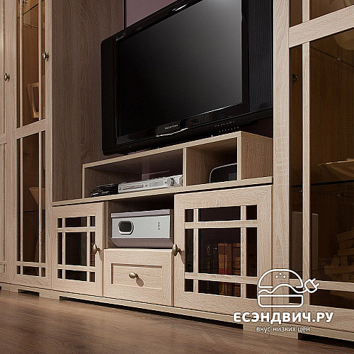 Тумба ТВ S 120*42*40 "Шерлок" (Дуб сонома/Тонир.стекло)Gl/Sh3