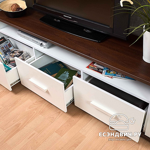 Тумба ТВ "Ноэль" (Белый/Орех шоколадный)Gl/Nrv3