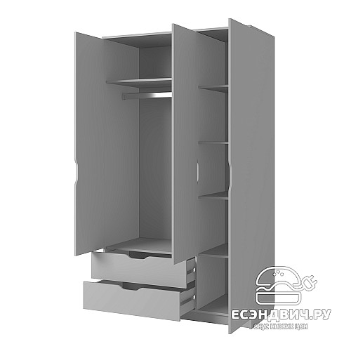 Шкаф 3х дверн. 1,2 лев. "Лаворо" (Белый/Белый глянец) D_Itk5