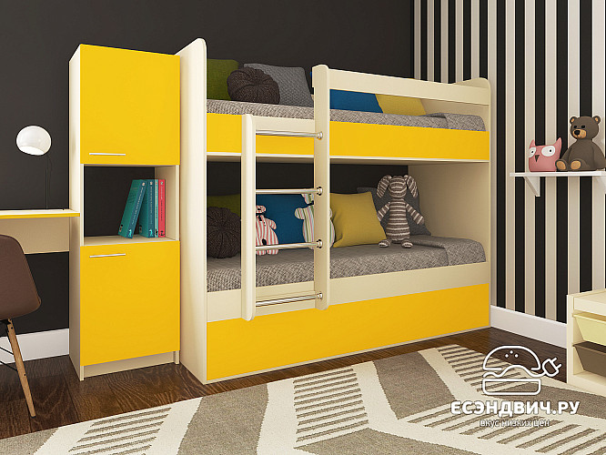 Кровать двухъярусная "Лаворо" (Крем/Ярко-желтый) EsandwichTiAS