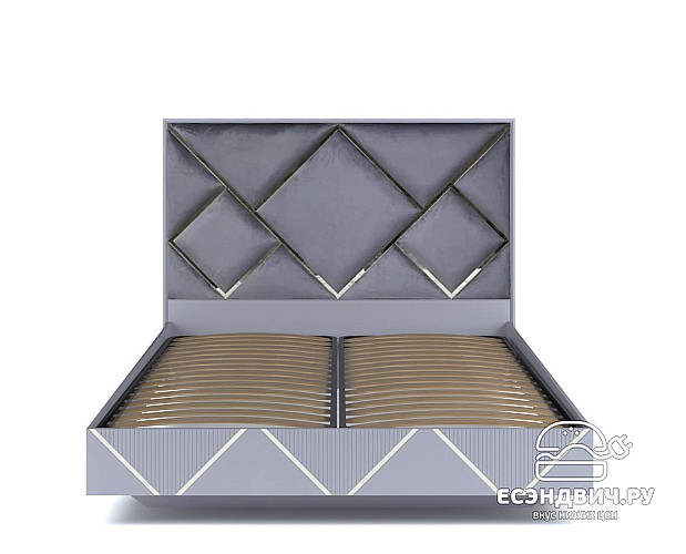 Спальня 6 предм. 5дв./1,8 "Dubai" (Серый/Серебро) (ЛМДФ Эмаль/Лак/Велюр) /Sk/Az