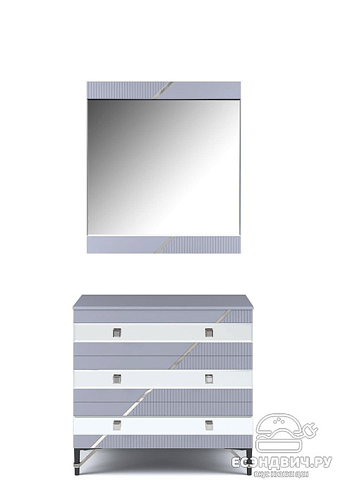 Спальня 6 предм. 5дв./1,8 "Dubai" (Серый/Серебро) (ЛМДФ Эмаль/Лак/Велюр) /Sk/Az