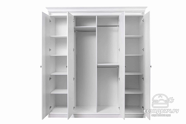 Спальня 6 предм. 4дв./1,8 "Monako" (Белый/Патина) (ЛМДФ/Лак/Иск.кожа) /Sk/An