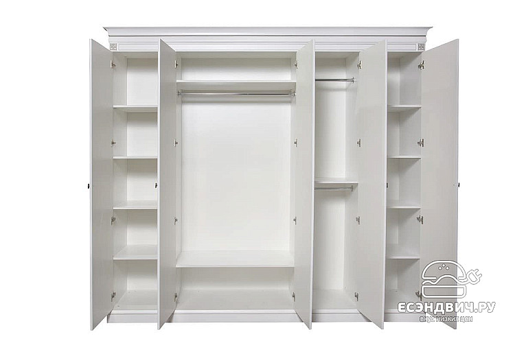 Спальня 6 предм. 5дв./1,8 "Monako" (Белый/Патина) (ЛМДФ/Лак/Иск.кожа) /Sk/An