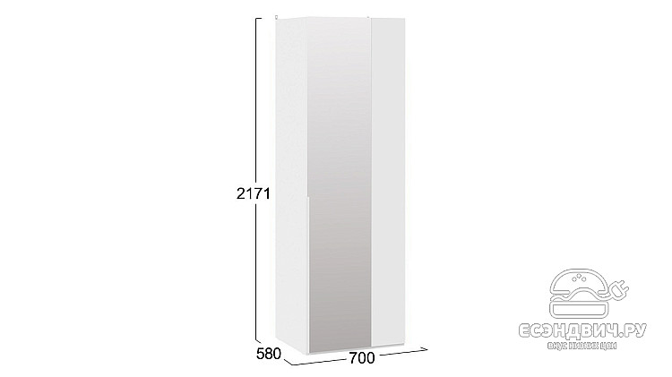 Шкаф угловой "Леонард"(Белый жемчуг/Зеркало)-Tr-Прт