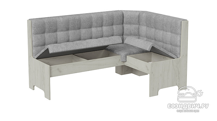 Кухонный уголок "Florance" (Дуб крафт белый/Микровелюр Wellmart Silver) -Tr-Фл