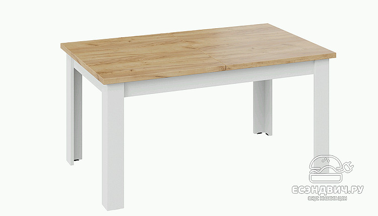 Стол раздвижной "Adrian" (Белый/Дуб Крафт Золотой) -Tr-Вн