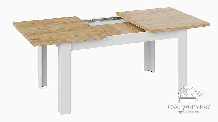 Стол раздвижной "Adrian" (Белый/Дуб Крафт Золотой) -Tr-Вн