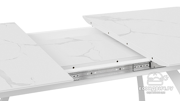 Стол раздвижной "Kevin" (Белый муар/Стекло матовое белый мрамор) -Tr-Кн