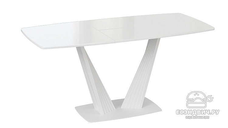Стол раздвижной "William" (Белый матовый/Стекло глянцевое белое) -Tr-Фб