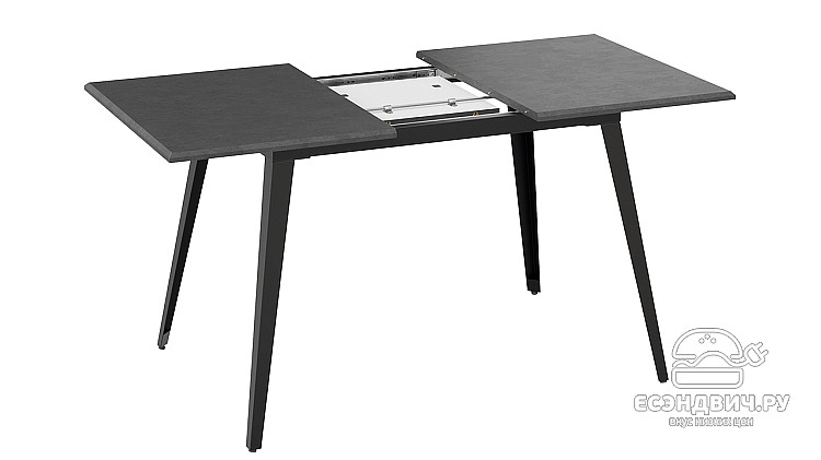 Стол раздвижной "Равенна" (Черный муар/Серый бетон) -Tr-Рв