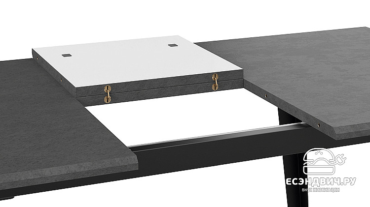 Стол раздвижной "Равенна" (Черный муар/Серый бетон) -Tr-Рв