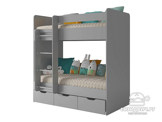 Кровать двухъярусная 70х160 tre "Лаворо" (Анкор белый/Бетон пайн экзотик) D