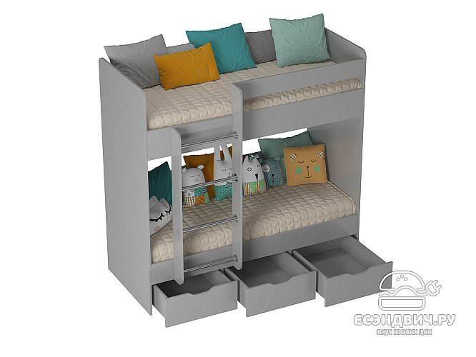 Кровать двухъярусная 70х160 tre "Лаворо" (Анкор белый/Бетон пайн экзотик) D